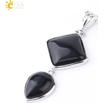 Přívěsek Přívěsek z přírodního kamene ve tvaru kapky | dámský přívěsek, krystal náhrdelník - Černý onyx