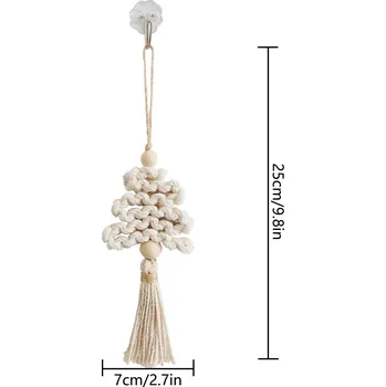 Vánoční dekorace Ručně tkaná vánoční dekorace macrame boho styl 25 cm x 15 cm Přírodní tóny