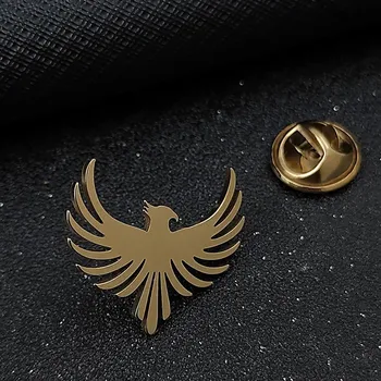 Brož Pánská brož fénix z chirurgické oceli | šperk pro muže - Zlato
