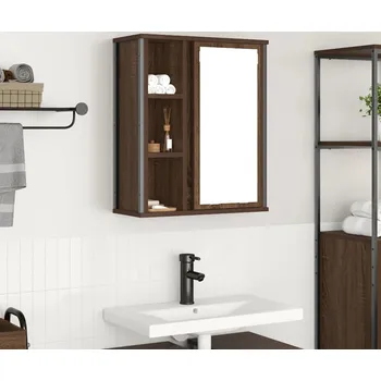 Koupelnový nábytek vidaXL Koupelnová nástěnná skříňka se zrcadlem Dub hnědý 50x21x60 cm [861906]