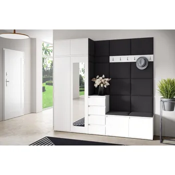 Předsíňová stěna Eka Předsíňová stěna s čalouněnými panely Trinity 33 - Bílá / Černá 2316