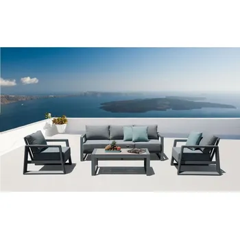 Zahradní sestava Terasová sedací souprava pro 5 osob s hliníkovým rámem a látkovými polstry, šedá