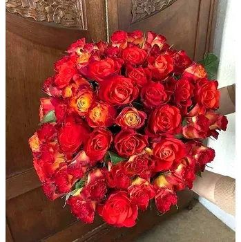 umělá květina Kytice 50 oranžových růží