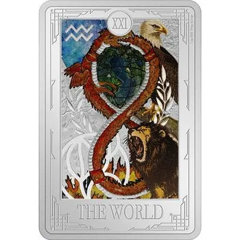 Stříbrná mince The World (Svět) 1 Oz 2025 (Tarotové karty) Color PROOF - (22.)