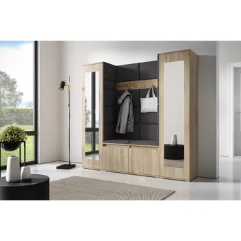 Předsíňová stěna Eka Předsíňová stěna s čalouněnými panely Trinity 31 - Sonoma / Tmavá šedá 2315