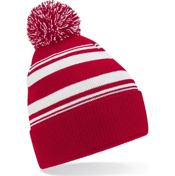 Pokrývka hlavy Pletená čepice s pruhy "Fan" B 473R classic red-white onesize