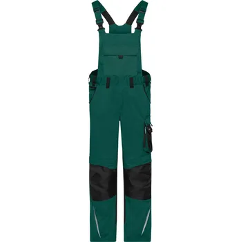 montérky Pracovní kalhoty s laclem - Strong JN 1833 (25-28) dark green-black (27)