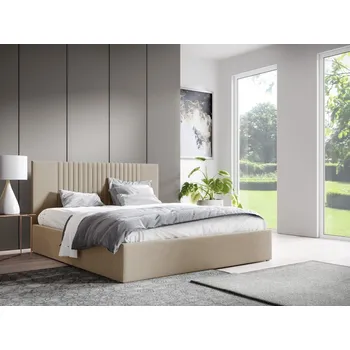Postel Eka Čalouněná postel LINA 90x200 cm Barva látky Trinity: (2302) Krémová, Úložný prostor: Bez úložného prostoru