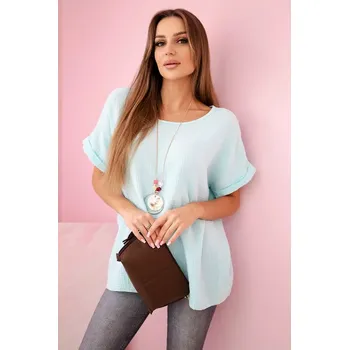 Dámská halenka Kesi Włoski Mušelínová halenka s náhrdelníkem mincovna Kesi Włoski šedá 3276057