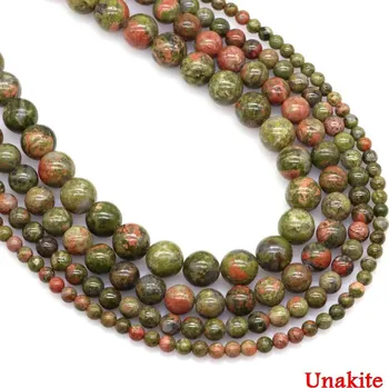 Korálek Minerální korálky na výrobu šperků | minerální korálky | přírodní kámen - unakit , 4 mm (88 až 91 ks)