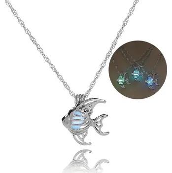 Náhrdelník Svítící náhrdelník s přívěskem | dámský náhrdelník, svítící želva - 30 , Zelený