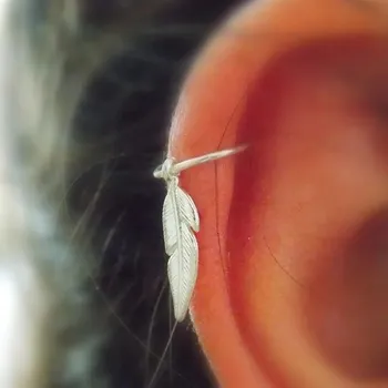 Šperk Náušnice s motivem listu pro piercing helix | helix náušnice, piercing šperk - A6