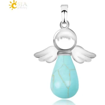 Přívěsek Přívěsek s minerálním andílkem | přívěsek kámen, dámský přívěsek - Tyrkysový