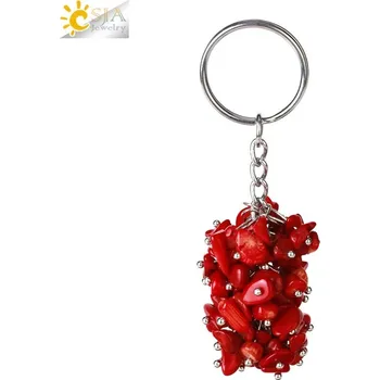 Přívěsek Krystalový přívěsek na klíče | ochranný amulet, pánský přívěsek - Červený korál
