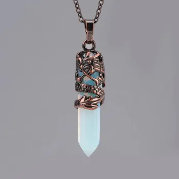 Náhrdelník Minerální náhrdelník s drakem | přírodní šperk | náhrdelník s kamenem - Opál