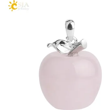 Přívěsek Přívěsek přírodní kámen s motivem jablka | přívěsek šperky - Rose Quartz