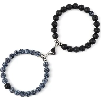 Náramek Partnerské náramky z přírodního kamene | magnetický náramek, náramek lásky - Zvětralý-Láva