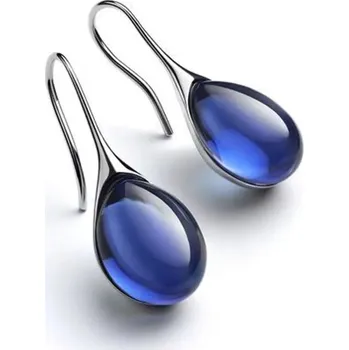 Náušnice Luxusní visací náušnice s přírodním kamenem | dámské náušnice, elegantní šperky - modro-stříbrná