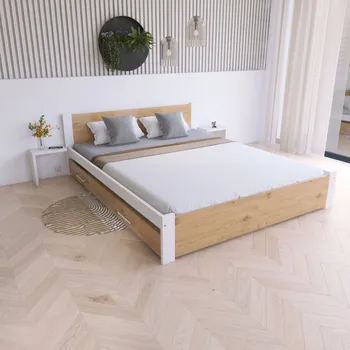 Postel Maxi Postel z masivu Iris 160x200 cm, BÍLÁ/Dub Artisan