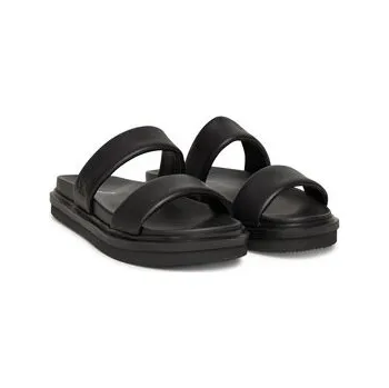 Pánské pantofle Nazouváky Calvin Klein Jeans Flat Molded Doublebar Sandal Lth YM0YM01226 Černá 44