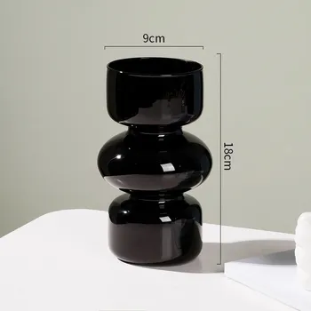 Váza Skleněná váza nordic styl | váza na květiny | dekorace domova - Černý