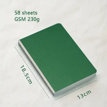 58 stran Akvarelový skicák se silným papírem | papír na malování, blok na akvarel - 18,5-13 cm Zelená