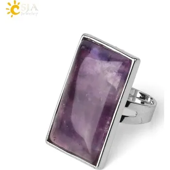 Přívěsek Přívěsek z přírodního kamene s řetízkem | náhrdelník pro muže, unisex přívěsek - Ametystový prsten