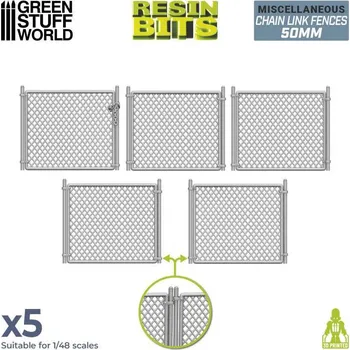 Plastikový model Resin Chain Link Fences 50mm – resinové plotovky 50mm (5 ks)
