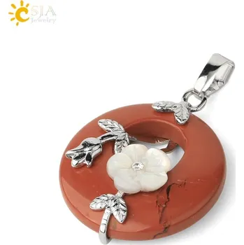 Přívěsek Přívěsek z minerálů s květinovým motivem | přírodní přívěsek, šperk z krystalu - Červený jaspis