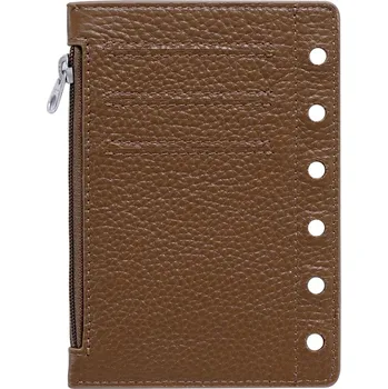 Diář Kožený kapsový diář na zip | kapsový zápisník, kožený plánovač - Oblázková čokoláda
