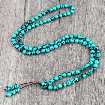 Náhrdelník Japa mala náhrdelník s přírodními korálky | přírodní šperky | dámské a pánské šperky - Modrá A Černá