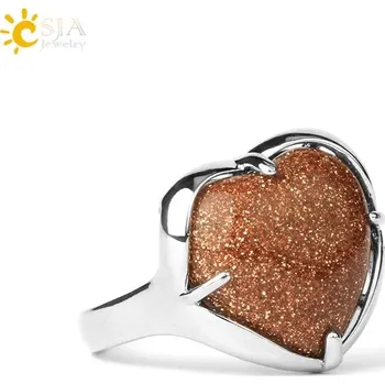 Prsten Nastavitelný prsten s přírodním kamenem | dámský prsten, zásnubní prsten - Hnědý písek