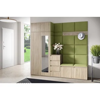 Předsíňová stěna Eka Předsíňová stěna s čalouněnými panely Trinity 33 - Sonoma / Olivová 2312