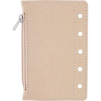 Diář Kožený kroužkový diář s kapsou na zip | diář s kroužkovou vazbou, kožený organizér - Oblázková taupe