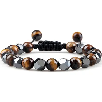 Náramek Unisex náramek s korálky z hematitu | dámský korálkový náramek, náramek z hematitu - 8mm tygří oko A