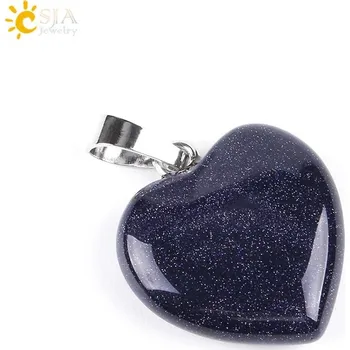 Přívěsek Minerální přívěsek ve tvaru srdce | přírodní šperk, přívěsek pro zamilované - Modrý písek