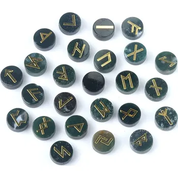 25 ks - Runové kameny přírodní krystaly energie | runová abeceda, harmonizující kameny - Achát indický , 16-19 mm