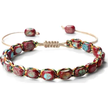 Náramek Náramek štěstí s přírodním kamenem | náramek pro ženy, ochranný talisman - Červená Modrá