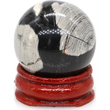 Kamenná minerální koule 30 mm | přírodní kámen | masážní koule - Stříbrný listový jaspis , 5 KS