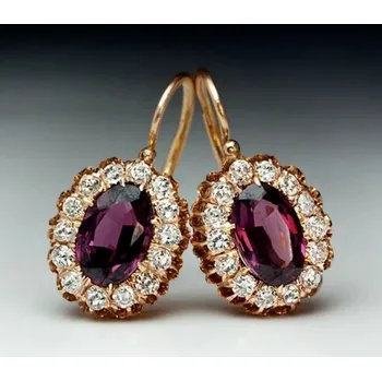 Náušnice Elegantní náušnice ve zlaté barvě s červenými zirkony | dámské náušnice, šperky pro ženy