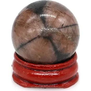 Kamenná minerální koule 30 mm | přírodní kámen | masážní koule - Chiastolit , 5 KS