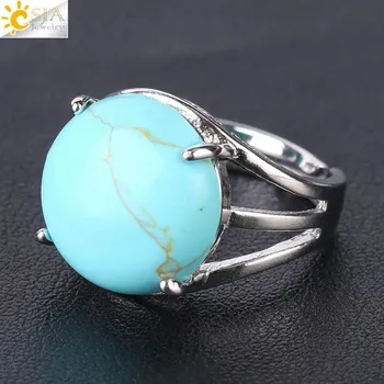 Prsten Dámský prsten s přírodním kamenem | nastavitelný přírodní prsten - Tyrkysový