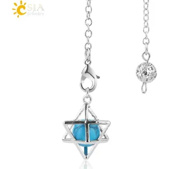 Přívěsek Přívěsek merkaba z přírodního kamene | křišťálové korálky, amulet - Modrá tyrkysová