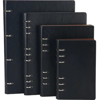 Zápisník Koženkový zápisník s volnými listy | poznámkový blok, kožený binder - Černý , A6