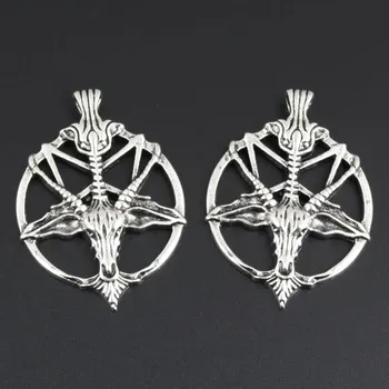 Přívěsek 5 ks Přívěsek kozí hlava pentagram | přívěsek na řetízek, ručně vyráběné šperky | satanistický šperk