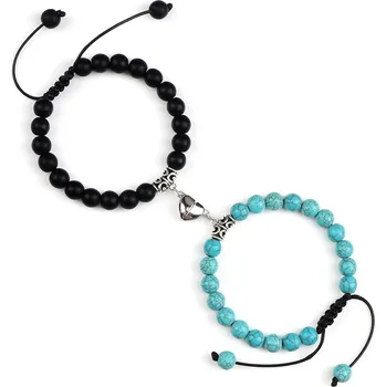 Náramek Párové náramky s magnetem pro spojení | náramky lásky | náramky přátelství - Matte-Modrá