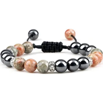 Náramek Náramek s hematitem a dalšími minerály | energetický náramek | přírodní náramek - Kávový meloun