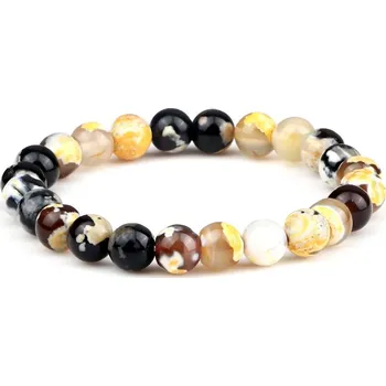 Náramek Stylový unisex náramek | pánské šperky | tibetské náramky - Žluté ohnivé acháty