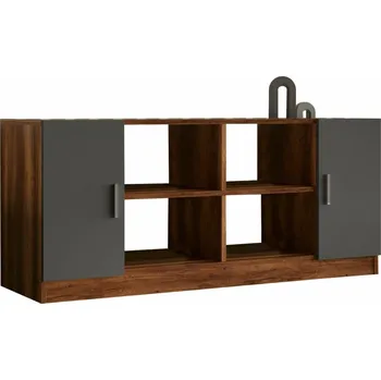 Komoda Nízká skříňka HELGAR, vlašský ořech/antracit + vyzvednutí ZDARMA