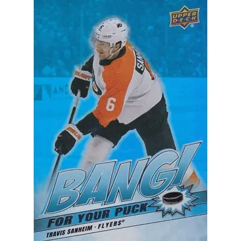 Karetní hra insert karta TRAVIS SANHEIM 24-25 UD Ser. 2 Bang For Your Puck číslo BP-13